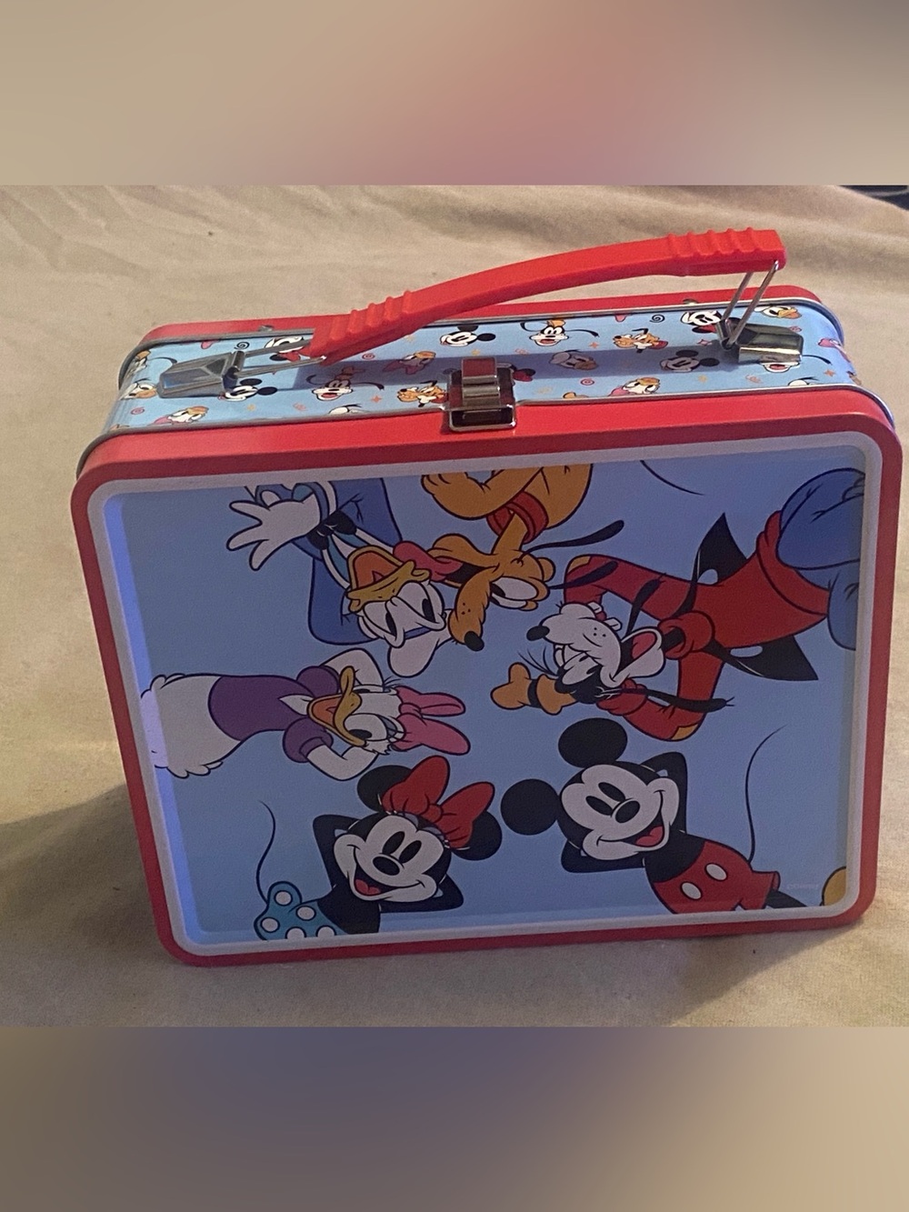 Disney Mickey Mouse Friends Tin Lunchbox - Blue, Red & White New